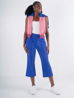​Emily McCarthy Saylor Pants Kick Flare Sz.M Front Seam Crop Workwear Preppy